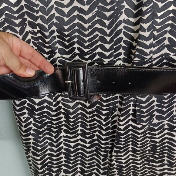 NWT EAST 5TH Womens XL Black White Belted Coat Jacket Chevron Buttons Lined - Picture 3 of 10